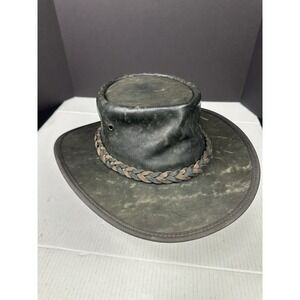 Barmah Kangaroo Leather Hat 1018 Sundowner Medium Black